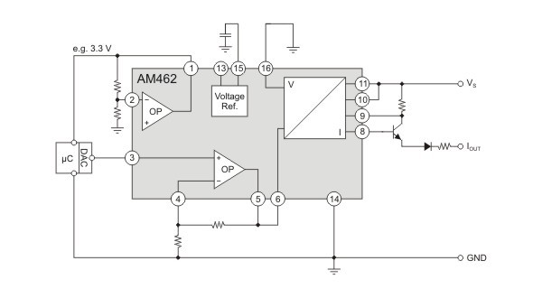 AM462 as microcontroller back end protector IC with current output.